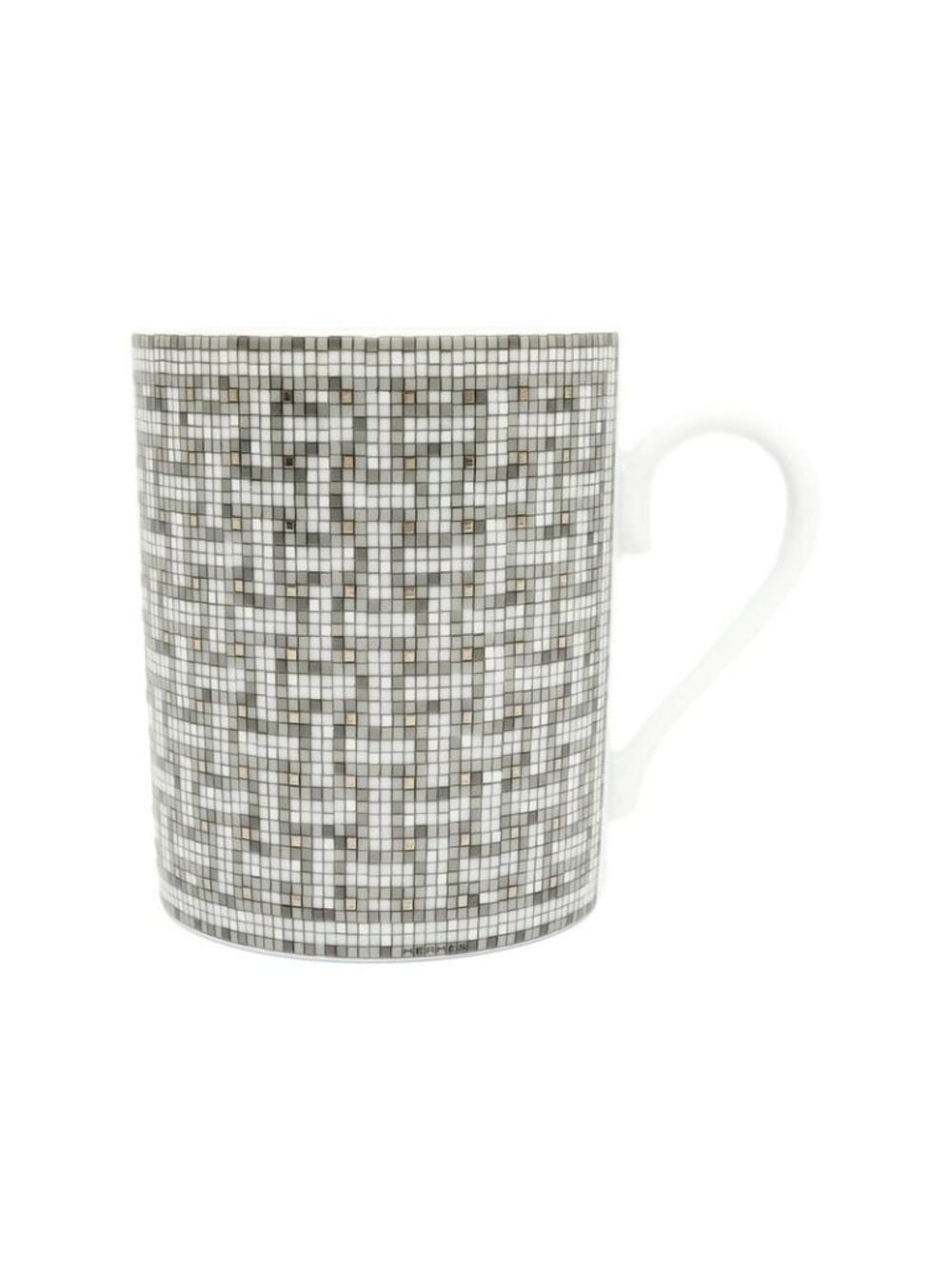 Hermes Mug Mosaic 24 Platinum Silver Color White Pottery Tableware